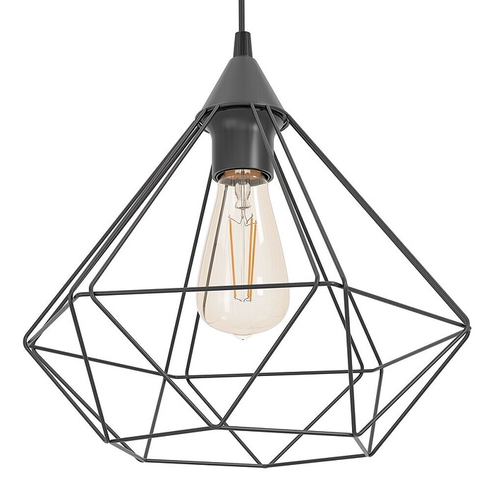 Eglo Tarbes Pendelleuchte rund (Schwarz, Höhe: 110 cm, Max. Leistung: 60 W, E27, 1-flammig, Durchmesser: 32,5 cm)