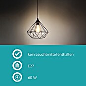 Eglo Tarbes Pendelleuchte rund (Schwarz, Höhe: 110 cm, Max. Leistung: 60 W, E27, 1-flammig, Durchmesser: 32,5 cm)