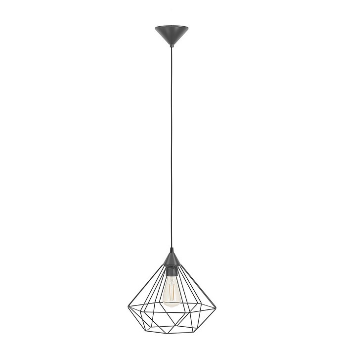 Eglo Tarbes Pendelleuchte rund (Schwarz, Höhe: 110 cm, Max. Leistung: 60 W, E27, 1-flammig, Durchmesser: 32,5 cm)