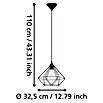 Eglo Tarbes Pendelleuchte rund (Schwarz, Höhe: 110 cm, Max. Leistung: 60 W, E27, 1-flammig, Durchmesser: 32,5 cm)