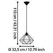 Eglo Tarbes Pendelleuchte rund (Schwarz, Höhe: 110 cm, Max. Leistung: 60 W, E27, 1-flammig, Durchmesser: 32,5 cm)