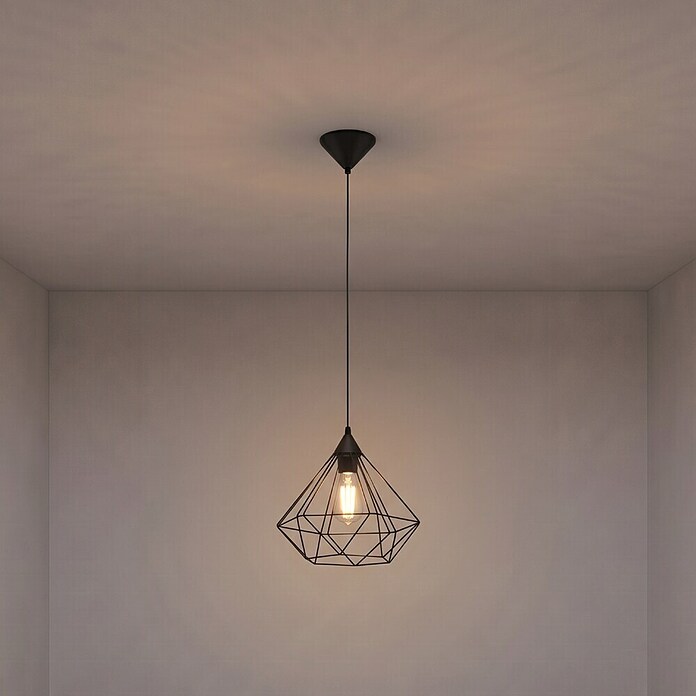 Eglo Tarbes Pendelleuchte rund (Schwarz, Höhe: 110 cm, Max. Leistung: 60 W, E27, 1-flammig, Durchmesser: 32,5 cm)