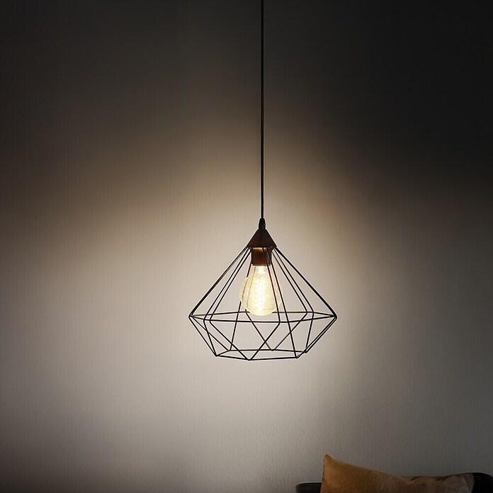 Eglo Tarbes Pendelleuchte rund (Schwarz, Höhe: 110 cm, Max. Leistung: 60 W, E27, 1-flammig, Durchmesser: 32,5 cm)