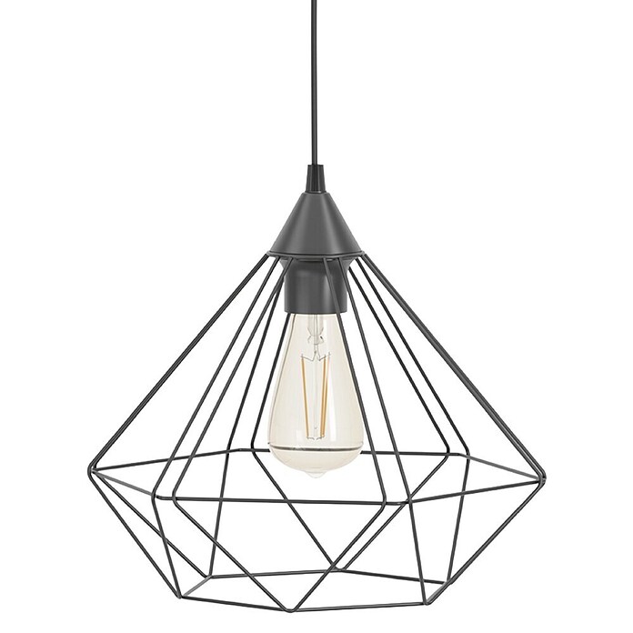 Eglo Tarbes Pendelleuchte rund (Schwarz, Höhe: 110 cm, Max. Leistung: 60 W, E27, 1-flammig, Durchmesser: 32,5 cm)