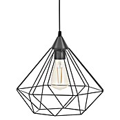 Eglo Tarbes Pendelleuchte rund (Schwarz, Höhe: 110 cm, Max. Leistung: 60 W, E27, 1-flammig, Durchmesser: 32,5 cm)