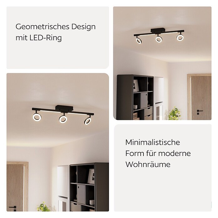 Eglo Cardillio 2 LED-Deckenstrahler CARDILLIO 2 (16,2 W, L x B x H: 38,5 x 8,5 x 17,5 cm, Schwarz, Warmweiß, 5 Stk.) | BAUHAUS
