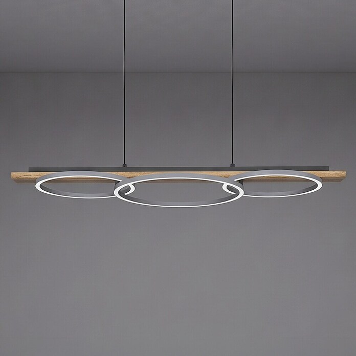 Eglo Boyal LED-Pendelleuchte (40,5 W, L x B x H: 101 x 40 x 110 cm, Schwarz/Braun-rustikal, Warmweiß) | BAUHAUS