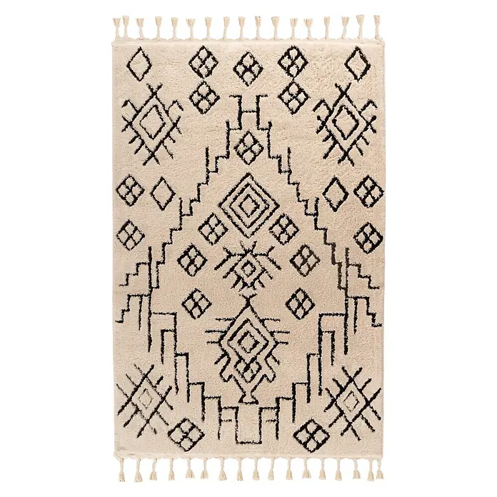 Kayoom Fransenteppich Loris 525 - Weiß, 230 x 160 cm, 100 % Polypropylen - Draufsicht