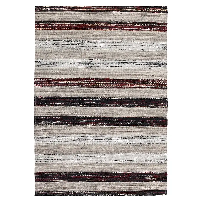 Kayoom Flachgewebeteppich Duarte 210 - Schwarz/Weiß, 150 x 80 cm, 60 % Wolle, 20 % Baumwolle, 20 % Seide - Draufsicht