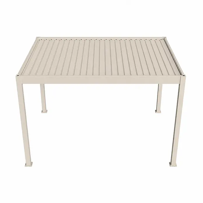 Weide Pergola E-Deluxe Plus Elektrisch freistehend Aluminium LED 3 x 4 m Ivory-Sand - B x T: 400 x 300 cm, Farbe Gestell: Sandpapier FinishIvory Sand / RAL Farbcode 7024, Aluminium