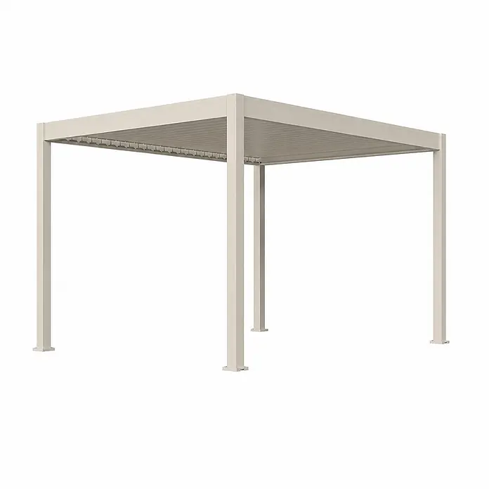 Weide Pergola E-Deluxe Plus Elektrisch freistehend Aluminium LED 3 x 4 m Ivory-Sand - B x T: 400 x 300 cm, Farbe Gestell: Sandpapier FinishIvory Sand / RAL Farbcode 7024, Aluminium