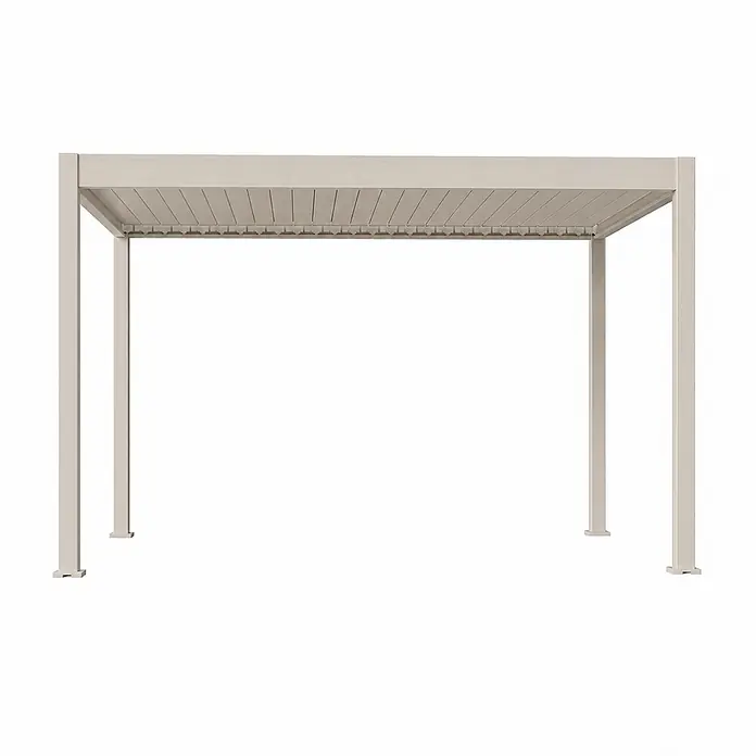 Weide Pergola E-Deluxe Plus Elektrisch freistehend Aluminium LED 3 x 4 m Ivory-Sand - B x T: 400 x 300 cm, Farbe Gestell: Sandpapier FinishIvory Sand / RAL Farbcode 7024, Aluminium