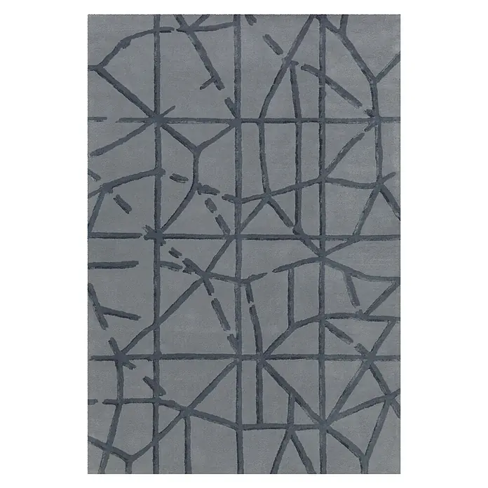 Kayoom Kurzflorteppich Satin 8063 - Grau, 240 x 170 cm, 70 % Wolle, 30 % Viskose - Draufsicht