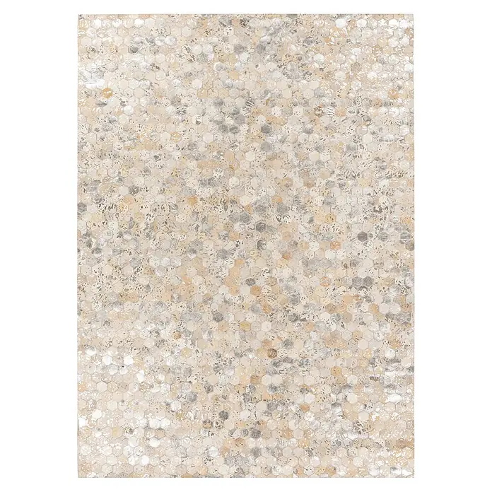 Kayoom Lederteppich Lavin 1025 - Silber, 170 x 120 cm, 100 % Leder - Draufsicht