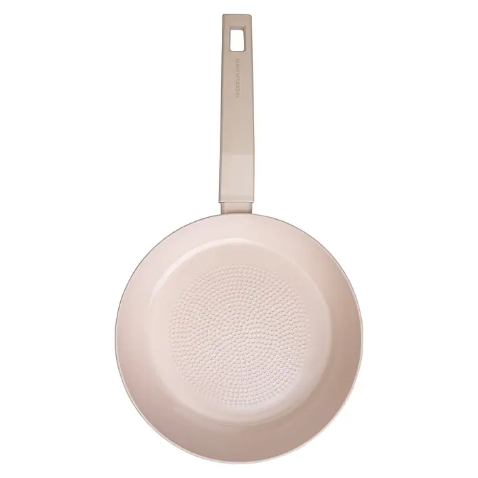 Fackelmann Pfanne Pamela Reif Kollektion Shell Wabenboden - Durchmesser: 24 cm, Beige - Hellrosa Bratpfanne mit langem Griff und texturierter Antihaftbeschichtung.