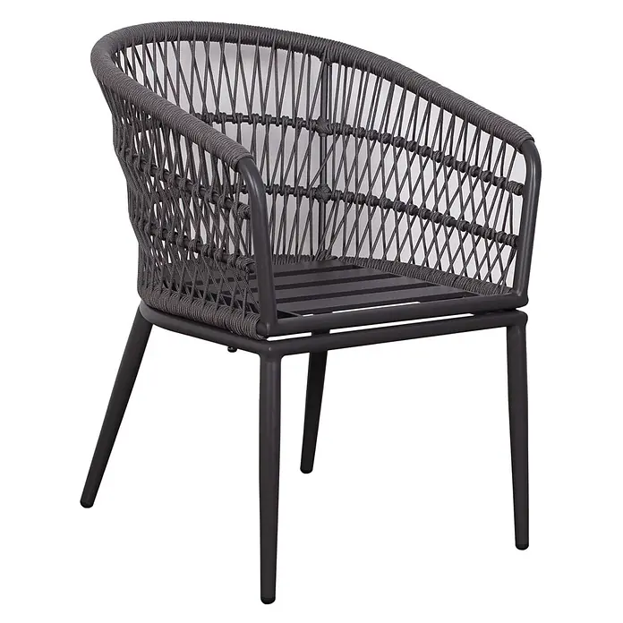 Bene Living Gartenstuhl-Set Genua - 2 Stk., Aluminium mit Rope-Geflecht, grau - Dunkelgrauer Outdoor-Stuhl aus geflochtenem Seil und Metall.