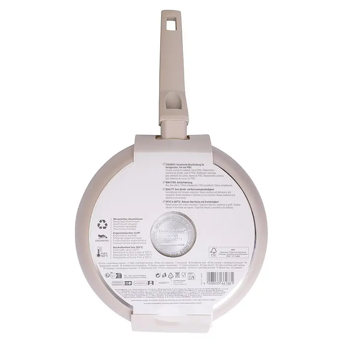 Fackelmann Pfanne Pamela Reif Kollektion Shell Wabenboden - Durchmesser: 24 cm, Beige - Beige Bratpfanne mit Keramikbeschichtung und ergonomischem Griff, backofenfest bis 150°C.