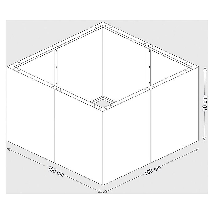 Palatino Hochbeet Urban (100 x 100 x 70 cm, Cortenstahl)