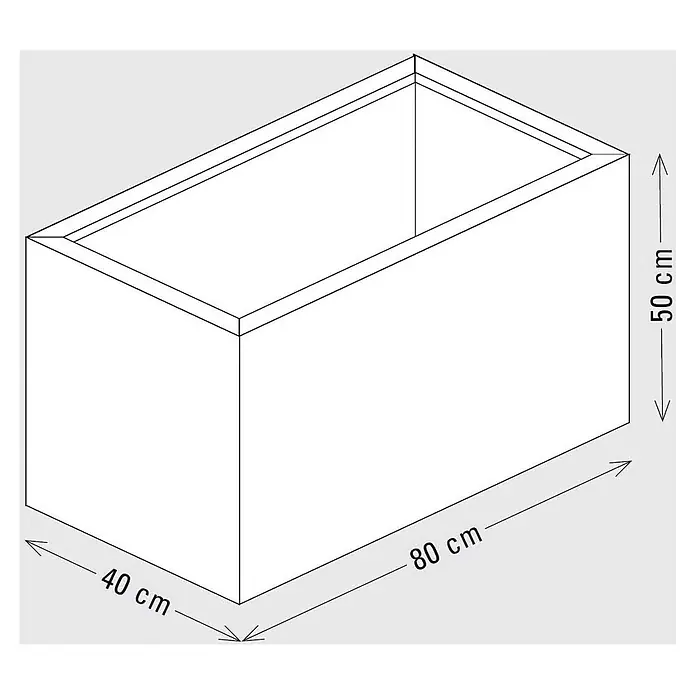 Palatino Exclusive Line Pflanzkasten Lotte - 80 x 40 x 50 cm, Cortenstahl, Rotbraun - Weißer rechteckiger Behälter, 80 cm lang, 40 cm breit, 50 cm hoch.