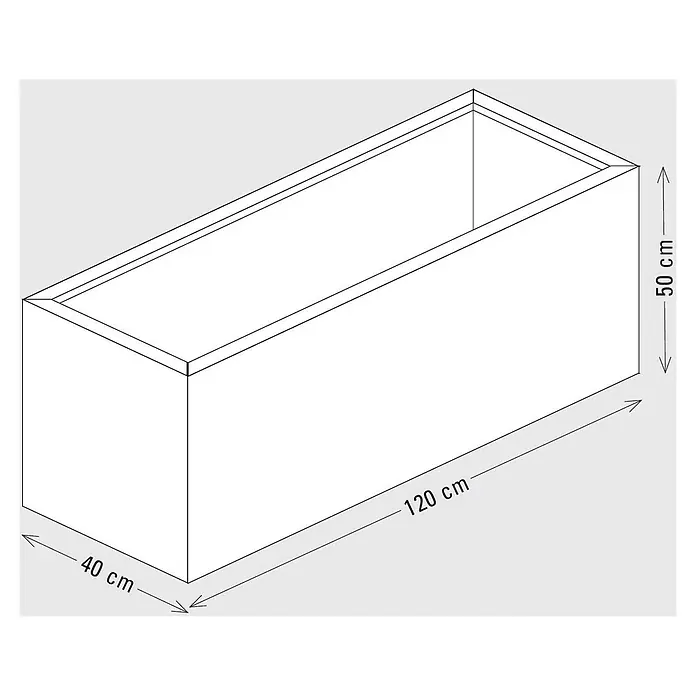 Palatino Exclusive Line Pflanzkasten Lotte - 120 x 40 x 50 cm, Cortenstahl, Rotbraun - Weißer rechteckiger Pflanzkübel, 120 cm lang, 40 cm breit, 50 cm hoch.