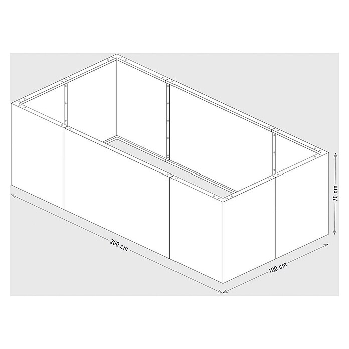 Palatino Hochbeet Urban (200 x 100 x 70 cm, Cortenstahl)