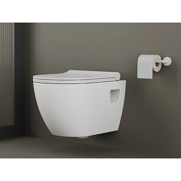 Kreabad Wand-WC Taharet - Spülrandlos, Mit antibakterieller Glasur, Spülform: Tief, WC Abgang: Waagerecht