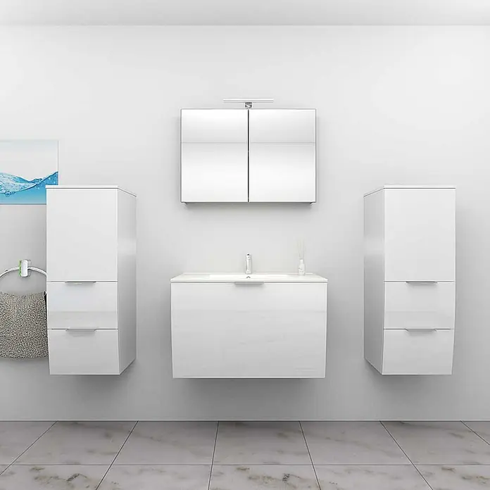 AcquaVapore Badmöbel-Set Fertigdusche Gently-1-B080-V3-F01 - Gesamtbreite Badmöbel: 46 cm