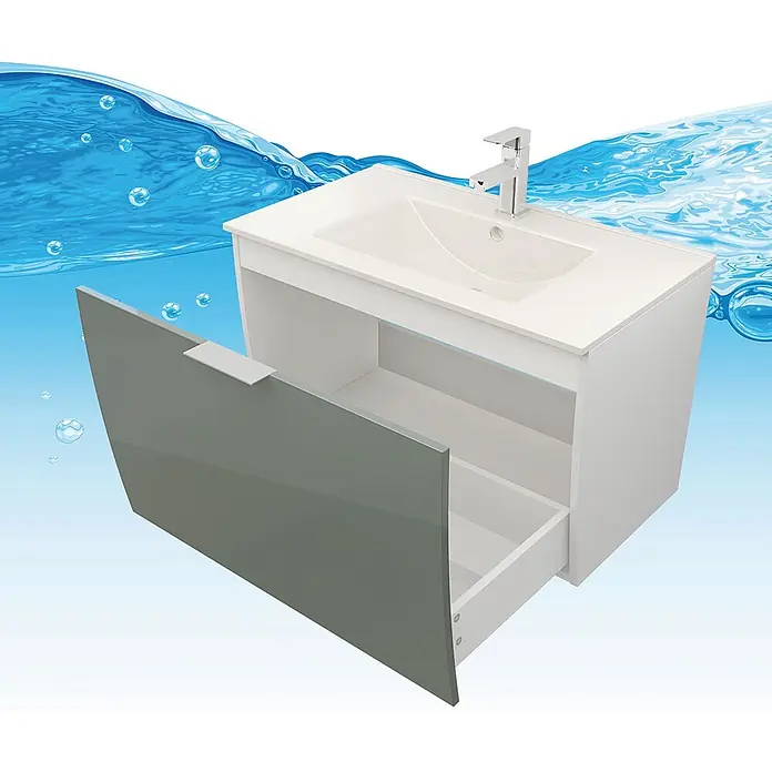 AcquaVapore Badmöbel-Set Fertigdusche Gently-1-B080-V1-F0102-LED-EBox - Gesamtbreite Badmöbel: 46 cm