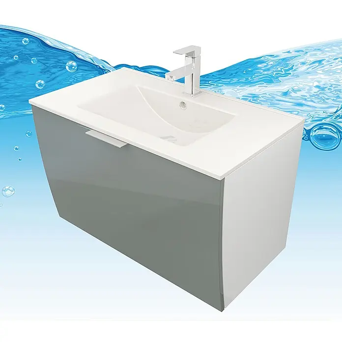 AcquaVapore Badmöbel-Set Fertigdusche Gently-1-B080-V1-F0102-LED-EBox - Gesamtbreite Badmöbel: 46 cm