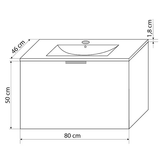 AcquaVapore Badmöbel-Set Fertigdusche Gently-1-B080-V1-F0109-LED-EBox - Gesamtbreite Badmöbel: 46 cm