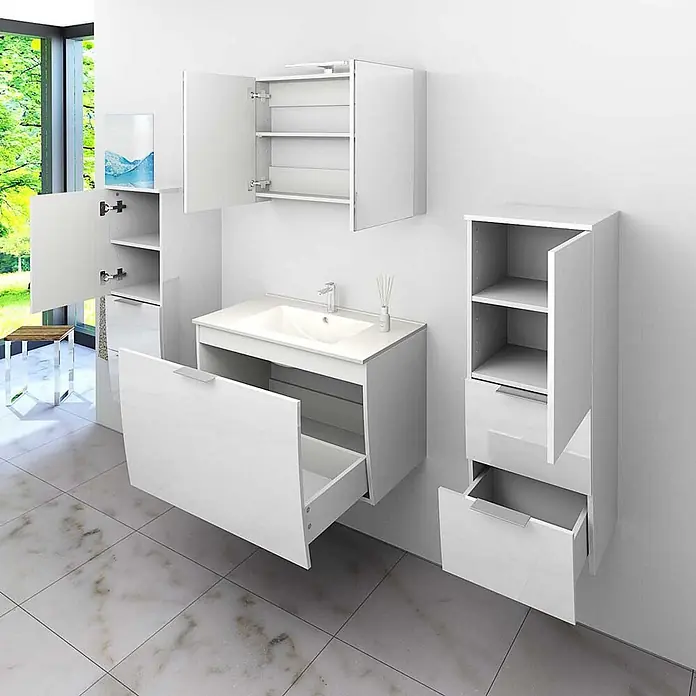 AcquaVapore Badmöbel-Set Fertigdusche Gently-1-B080-V3-F01 - Gesamtbreite Badmöbel: 46 cm