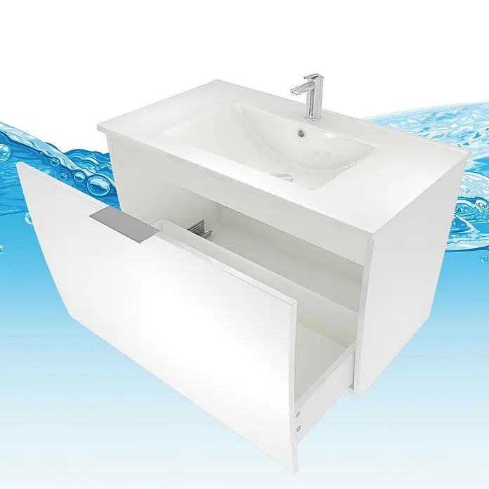 AcquaVapore Badmöbel-Set Fertigdusche Gently-1-B080-V2-L-F01-LED-EBox - Gesamtbreite Badmöbel: 46 cm