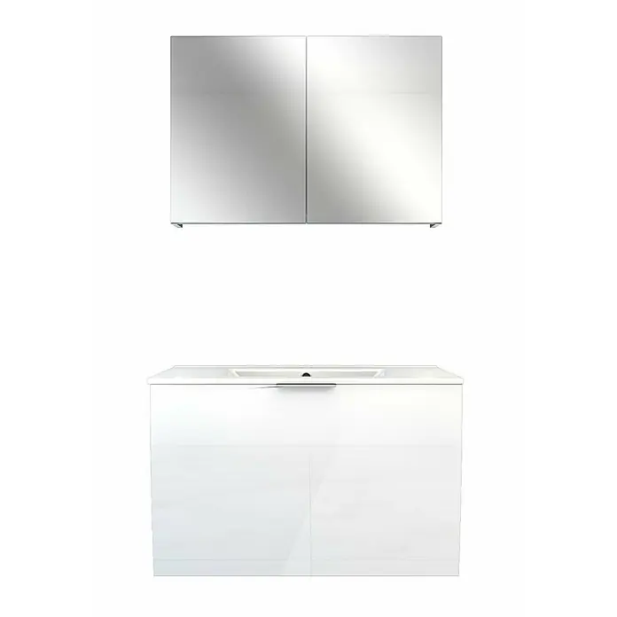 AcquaVapore Badmöbel-Set Fertigdusche Gently-1-B080-V1-F01-LED-EBox - Gesamtbreite Badmöbel: 46 cm