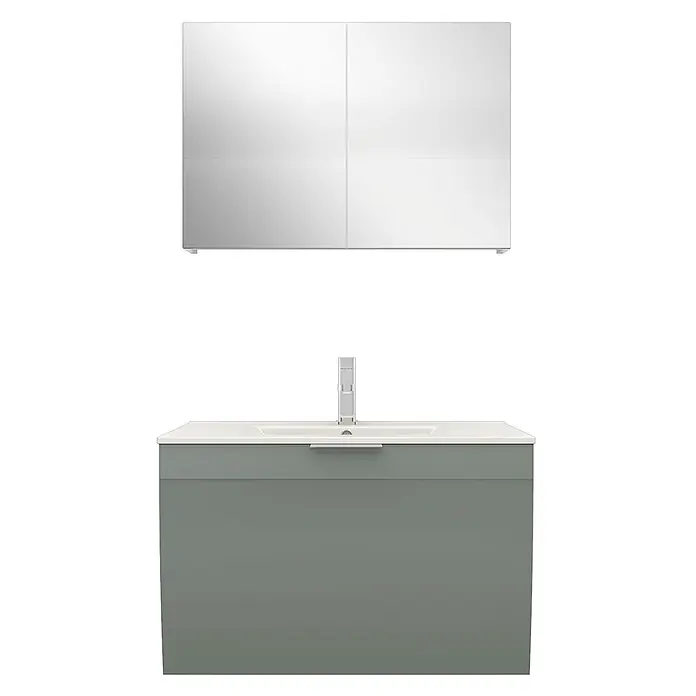 AcquaVapore Badmöbel-Set Fertigdusche Gently-1-B080-V1-F0102-LED-EBox - Gesamtbreite Badmöbel: 46 cm
