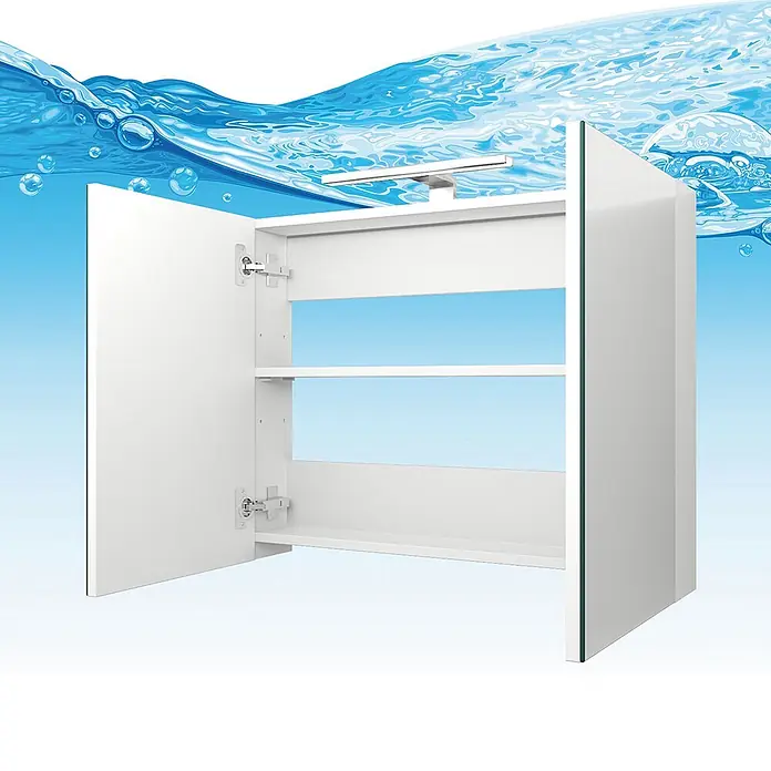 AcquaVapore Badmöbel-Set Fertigdusche Gently-3-B070-V2-R-F0102-LED - Gesamtbreite Badmöbel: 46 cm