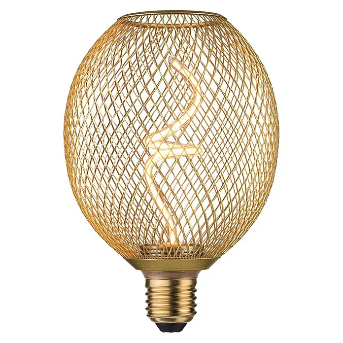 Paulmann LED-Lampe Globe Bernstein - E27, Warmweiß, 180 lm, 4 W - Goldene Drahtgitter-Dekorations-LED-Glühbirne mit spiralförmigem Filament und Schraubsockel.