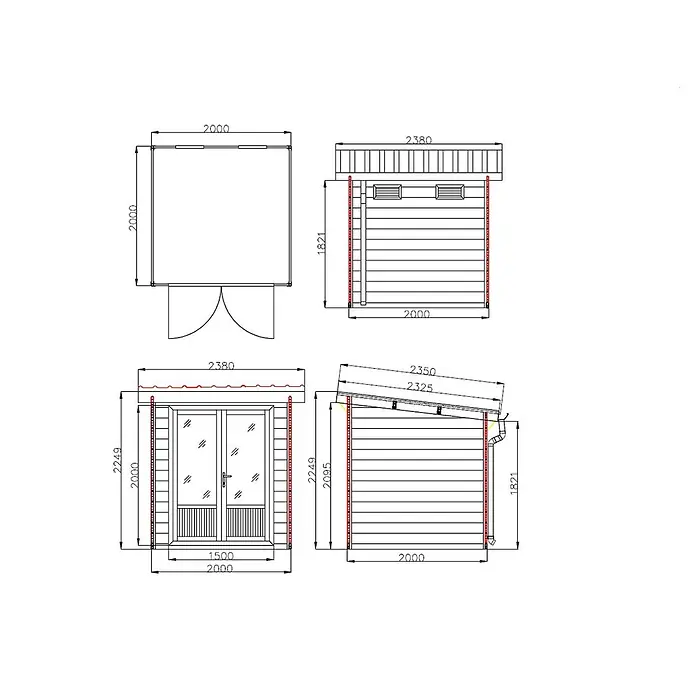 Linholm Gartenhaus Lignum 2020 - Außenmaß inkl. Dachüberstand (B x T): 238 x 233 cm, Grau/Anthrazit