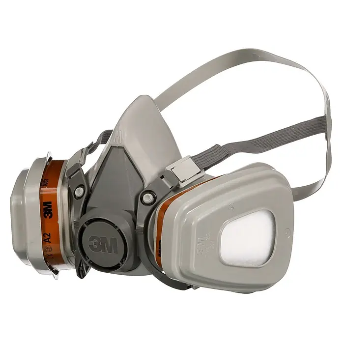 3M Mascarilla de ventilación 6002C - Clase de filtro: FFP2 - Respirador de media cara gris 3M con dos filtros y correas ajustables, equipo de protección personal.