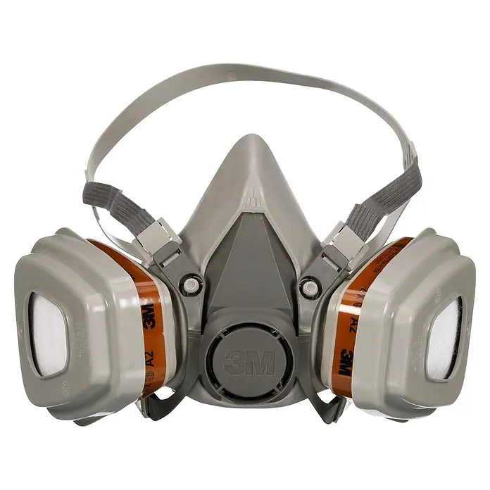 3M Mascarilla de ventilación 6002C - Clase de filtro: FFP2 - Respirador de media cara reutilizable 3M gris con dos filtros y correas de cabeza ajustables para protección respiratoria.
