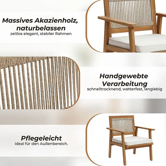 Hometopia Gartenstuhl-Set Serenata - 2 Stk., Holz, braun