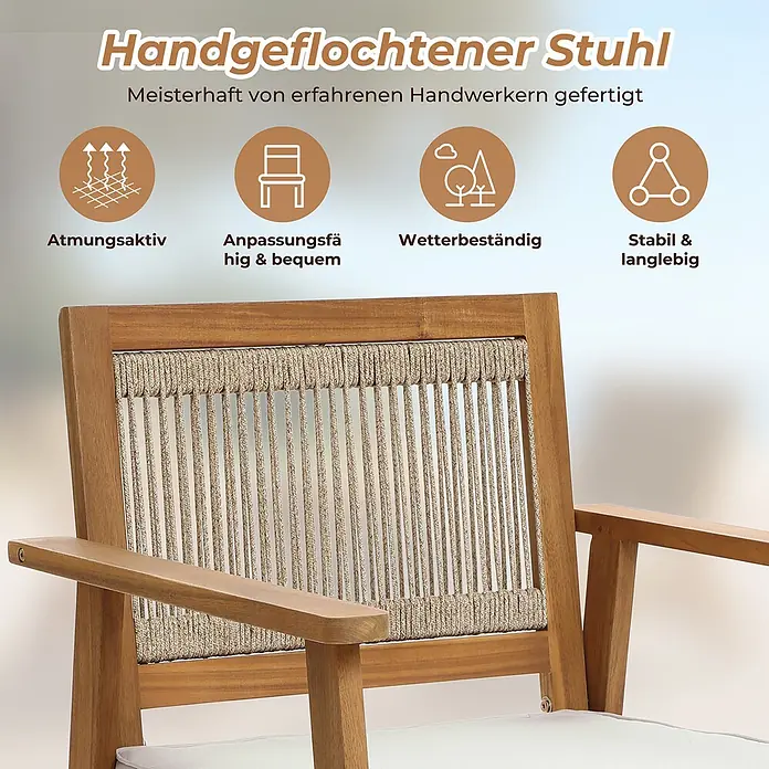 Hometopia Gartenstuhl-Set Serenata - 2 Stk., Holz, braun