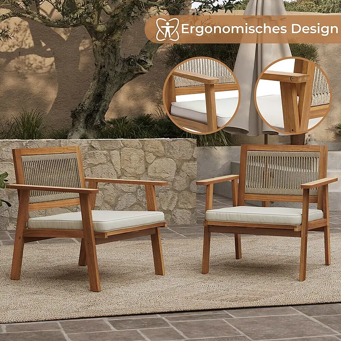 Hometopia Gartenstuhl-Set Serenata - 2 Stk., Holz, braun