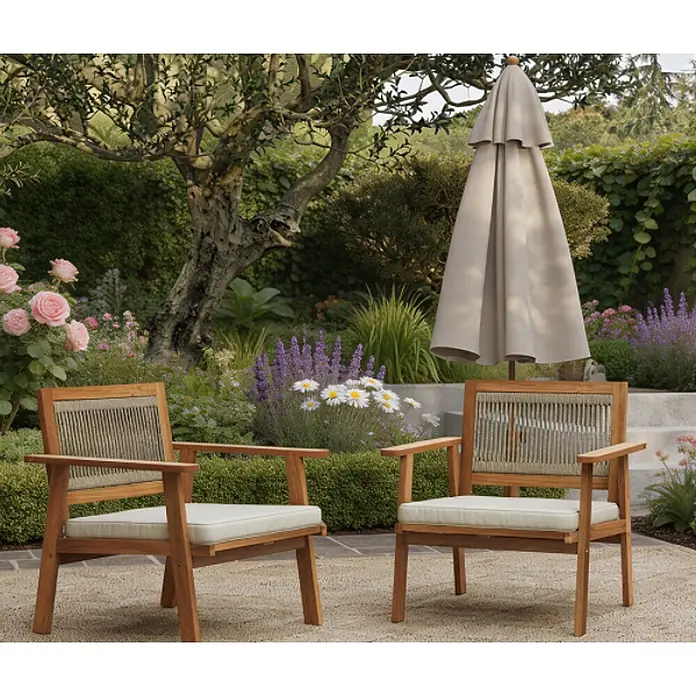 Hometopia Gartenstuhl-Set Serenata - 2 Stk., Holz, braun