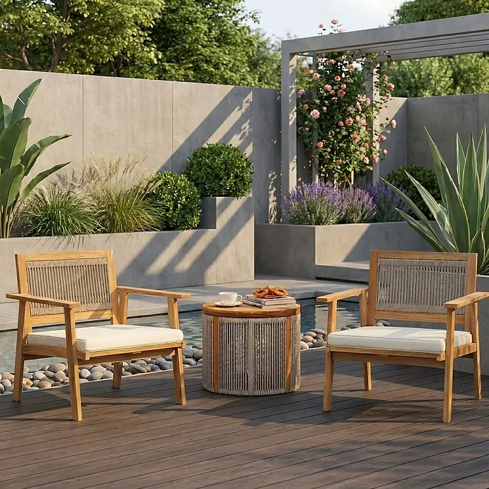 Hometopia Gartenstuhl-Set Serenata - 2 Stk., Holz, braun