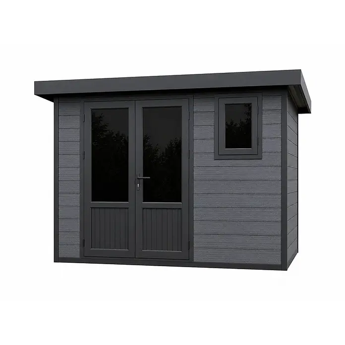 Linholm Gartenhaus Lignum 3737 - Außenmaß inkl. Dachüberstand (B x T): 408 x 406 cm, Grau/Anthrazit
