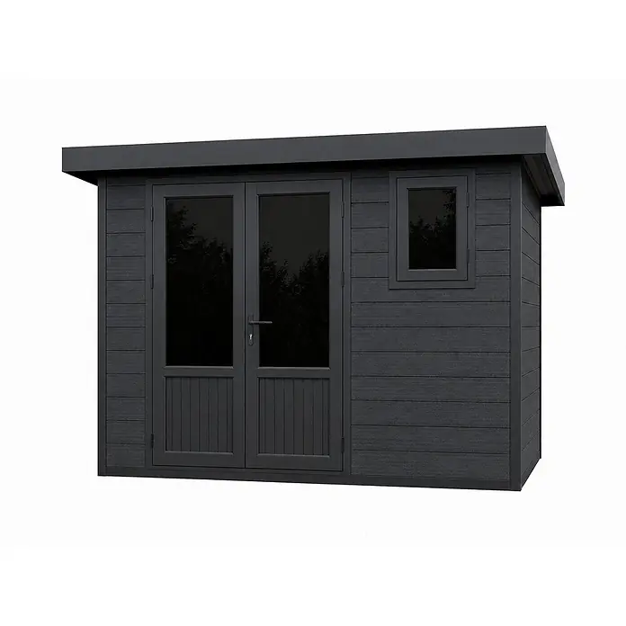 Linholm Gartenhaus Lignum 3737 - Außenmaß inkl. Dachüberstand (B x T): 408 x 406 cm, Grau/Anthrazit