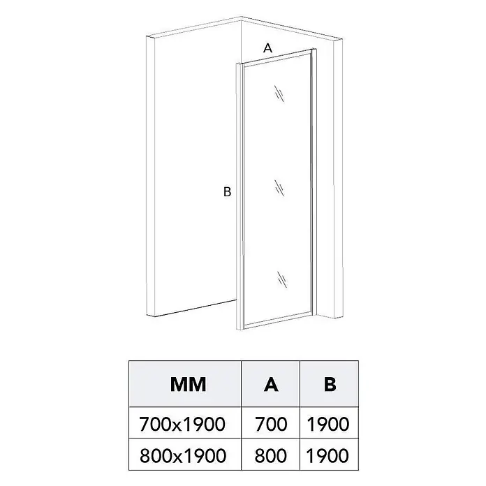 Kiamami Valentina Eckdusche - 1.200 x 800 x 1.900 cm, Stärke: 6 mm