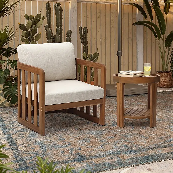 Hometopia Garten-Beistelltisch rund Serenity - Ø x H: 50 x 52 cm, Holz, Braun