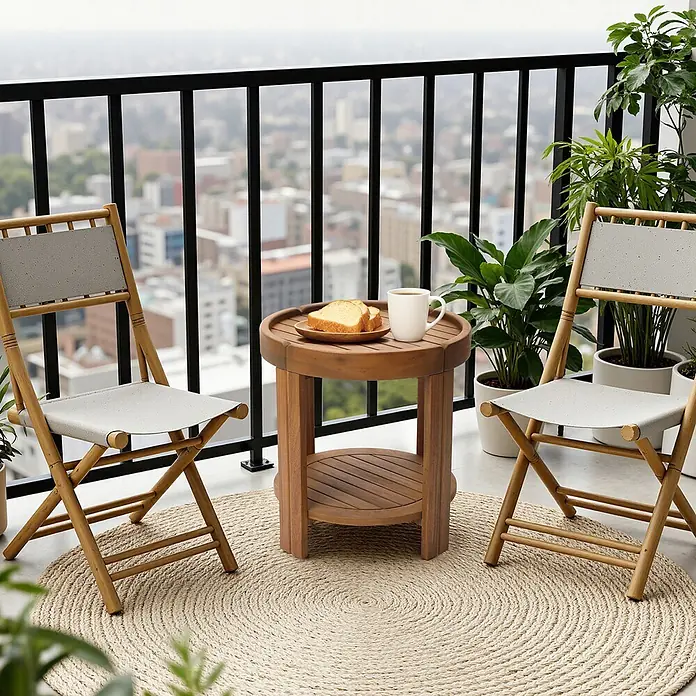 Hometopia Garten-Beistelltisch rund Serenity - Ø x H: 50 x 52 cm, Holz, Braun