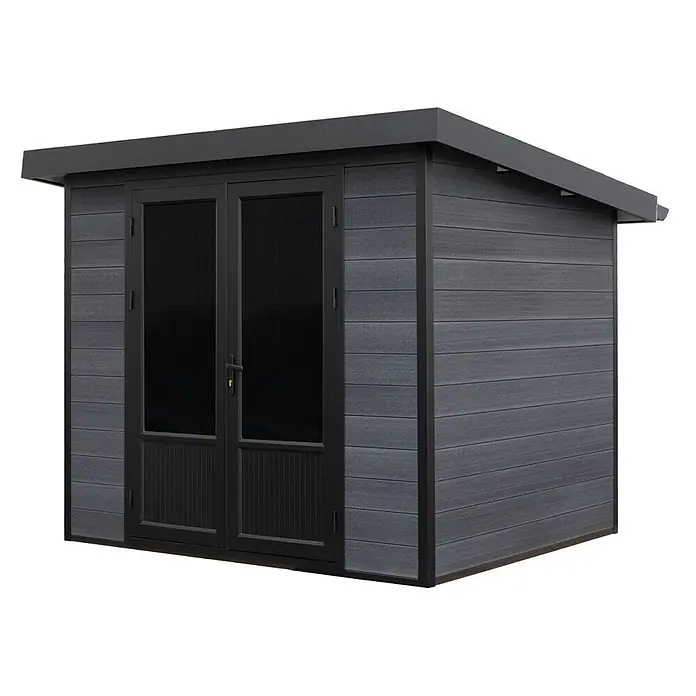 Linholm Gartenhaus Lignum 2420 - Außenmaß inkl. Dachüberstand (B x T): 280 x 235 cm, Grau/Anthrazit